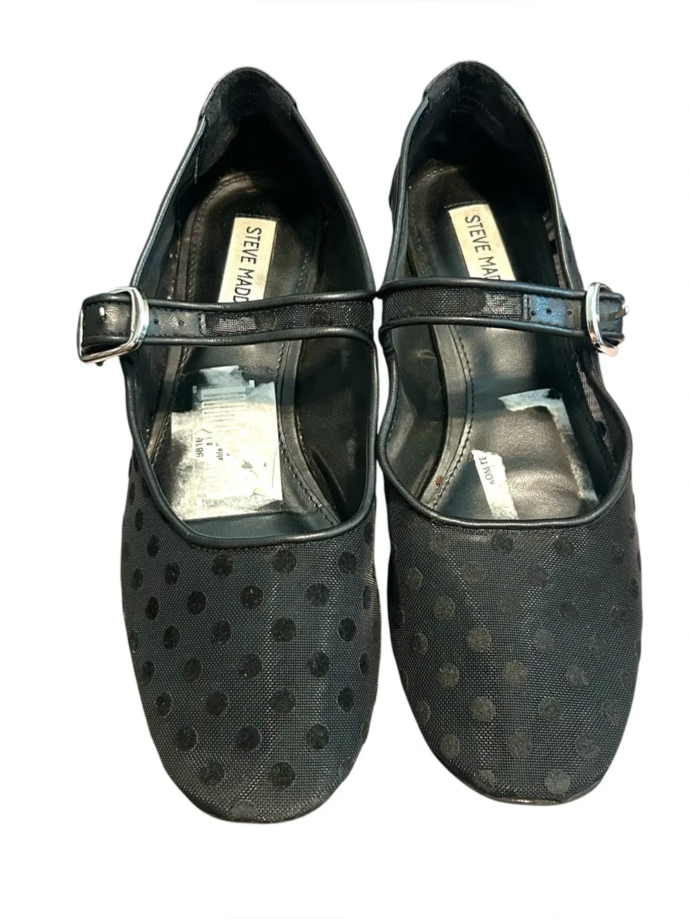 Steve Madden 8 Polka dot mesh Artsy Mary Jane Flat trendy ballet shoe